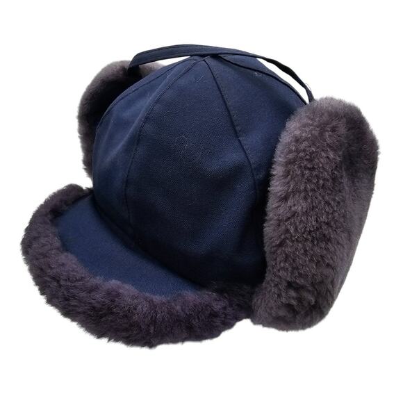 VTG USAF North King Pilot Aviator Cold Weather Trapper Flap Hat Blue Men's M - Picture 1 of 8